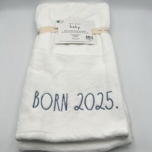 NEW White Soft Plush RAE DUNN Baby Boy Girl Blanket BORN 2025 ~Nice Shower Gift!